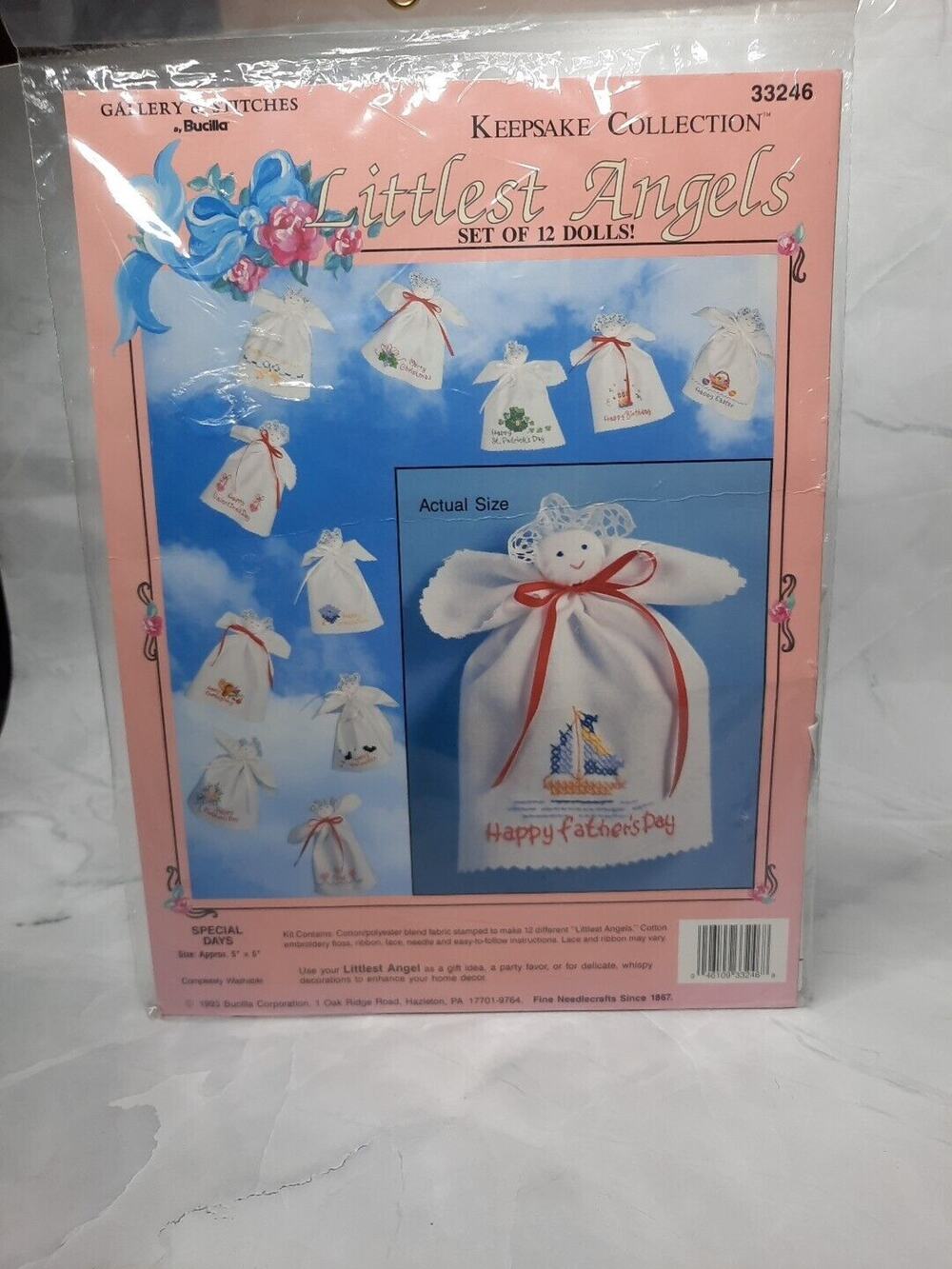 1993 Gallery of Stitches Bucilla Keepsake Kit Littlest Angels Set of 12 Dolls